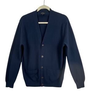 J. Crew-Men's Navy Blue Cashmere V-Neck Cardigan Sweater